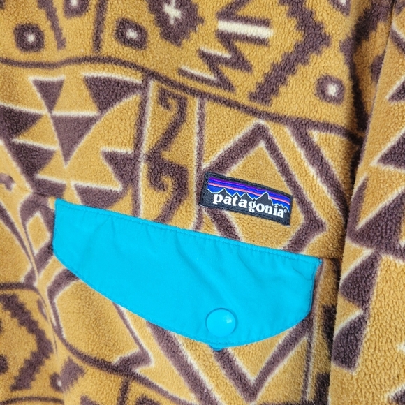 Patagonia Synchilla Snap T Pullover Fleece Montana Sieta Brown Aztec Size Medium - Picture 6 of 11